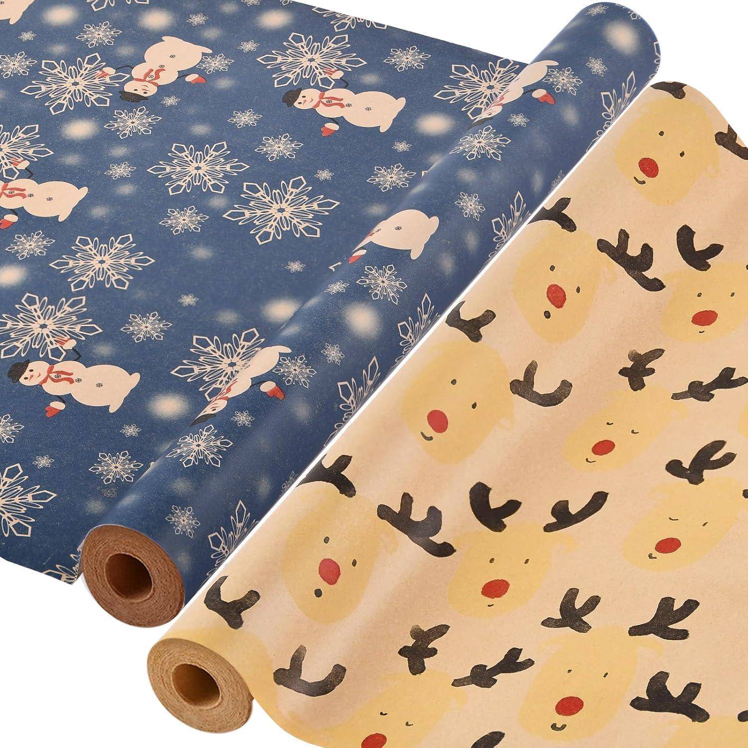Geschenkpapier Weihnachten 2 Rollen L: Blauer Schneemann Reindeers