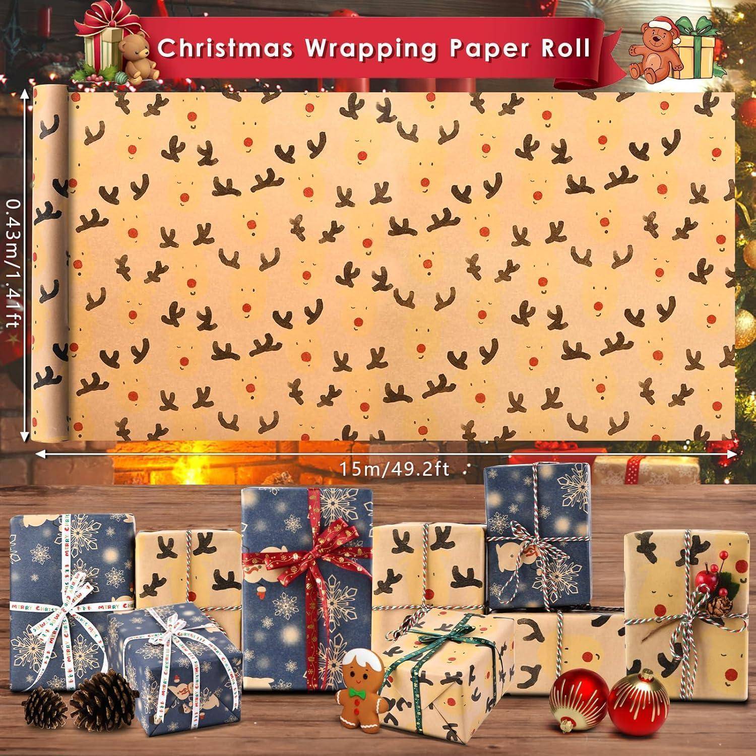 Geschenkpapier Weihnachten 2 Rollen L: Blauer Schneemann Reindeers