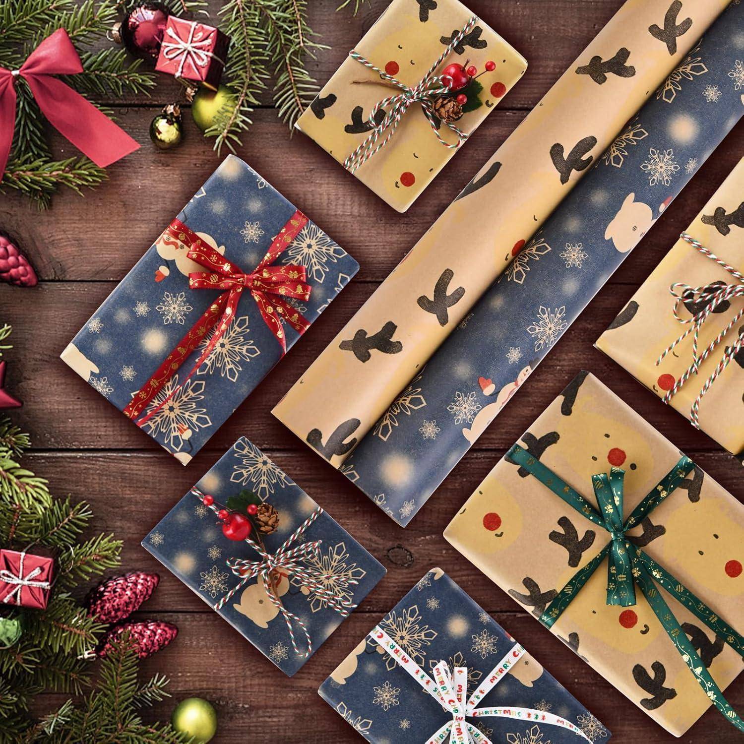 Geschenkpapier Weihnachten 2 Rollen L: Blauer Schneemann Reindeers