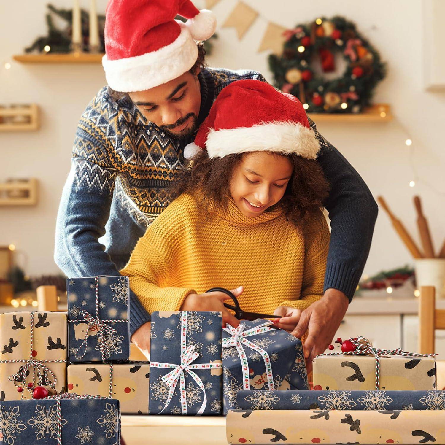 Geschenkpapier Weihnachten 2 Rollen L: Blauer Schneemann Reindeers