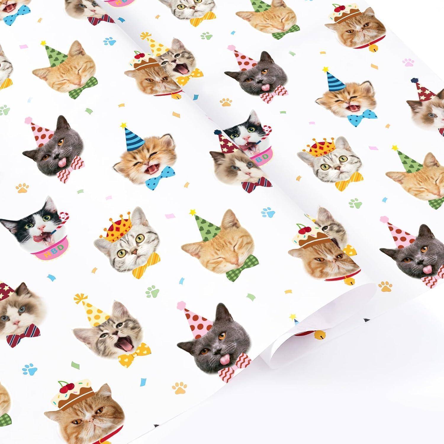 Geschenkpapier Katzen 6 Bögen Geburtstag Dekoration Realistische Katze