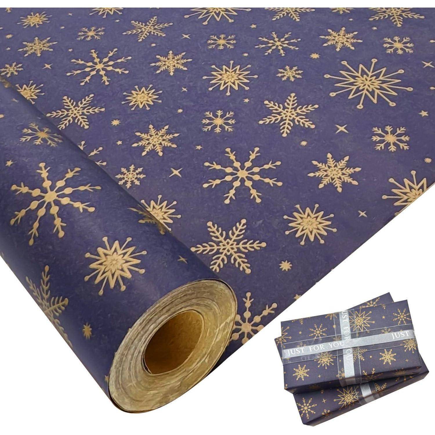 Geschenkpapierrolle Schneeflocken Weihnachten 76cmx12m A