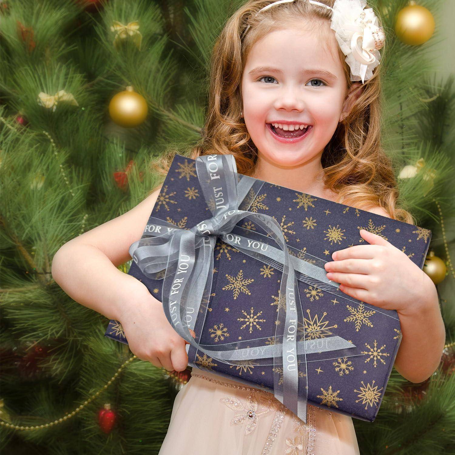 Geschenkpapierrolle Schneeflocken Weihnachten 76cmx12m A