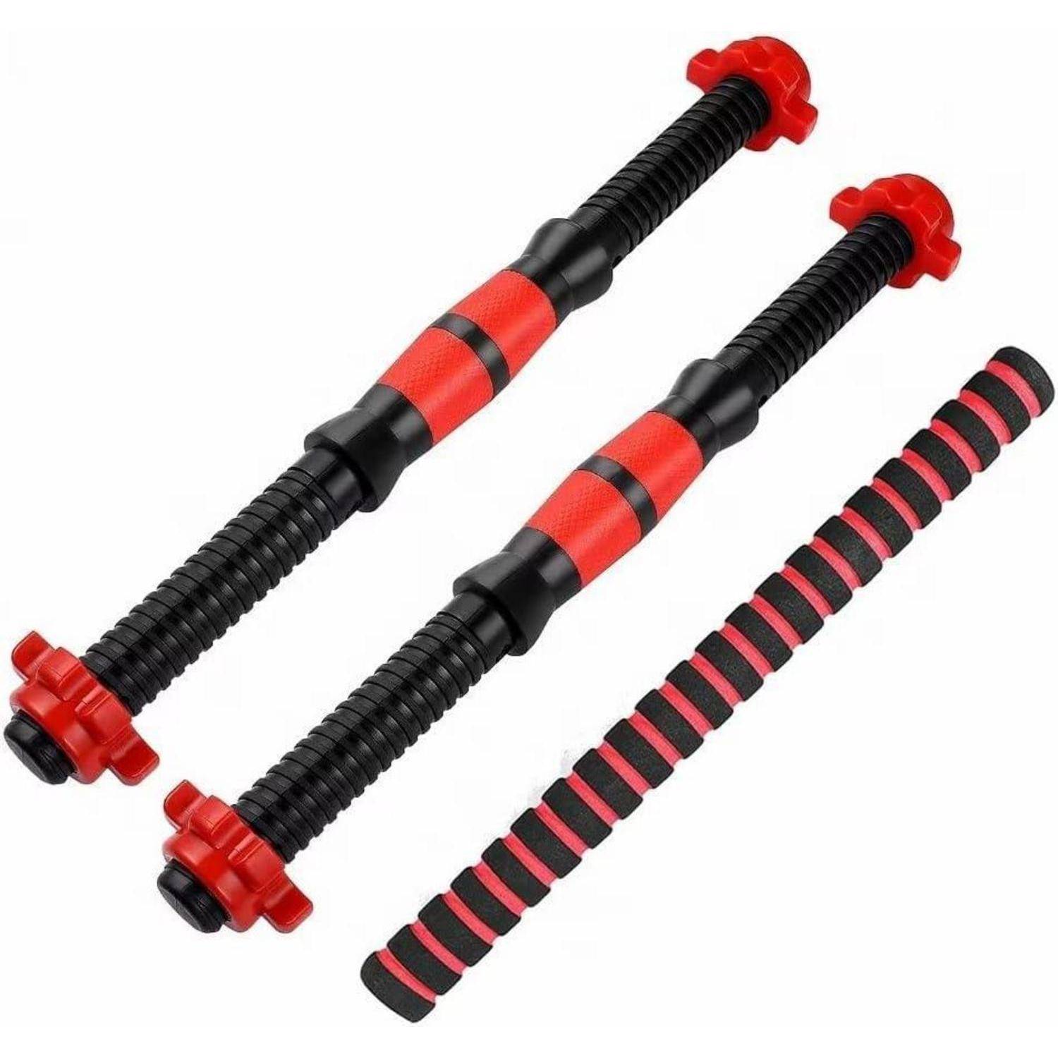 Hantelstangen 3er Set 35cm 40cm Gewinde Hantelgriffset rot-40