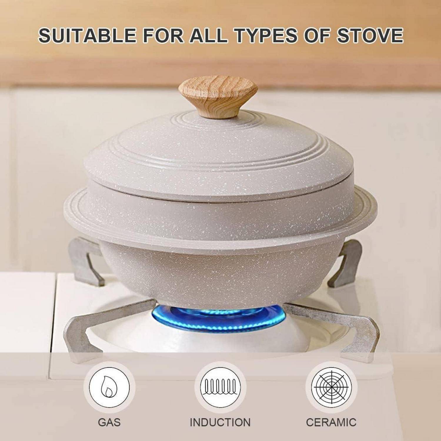 Steinschale koreanische Dolsot Bibimbap Deckel Suppe Hotpot Weiß 20 cm