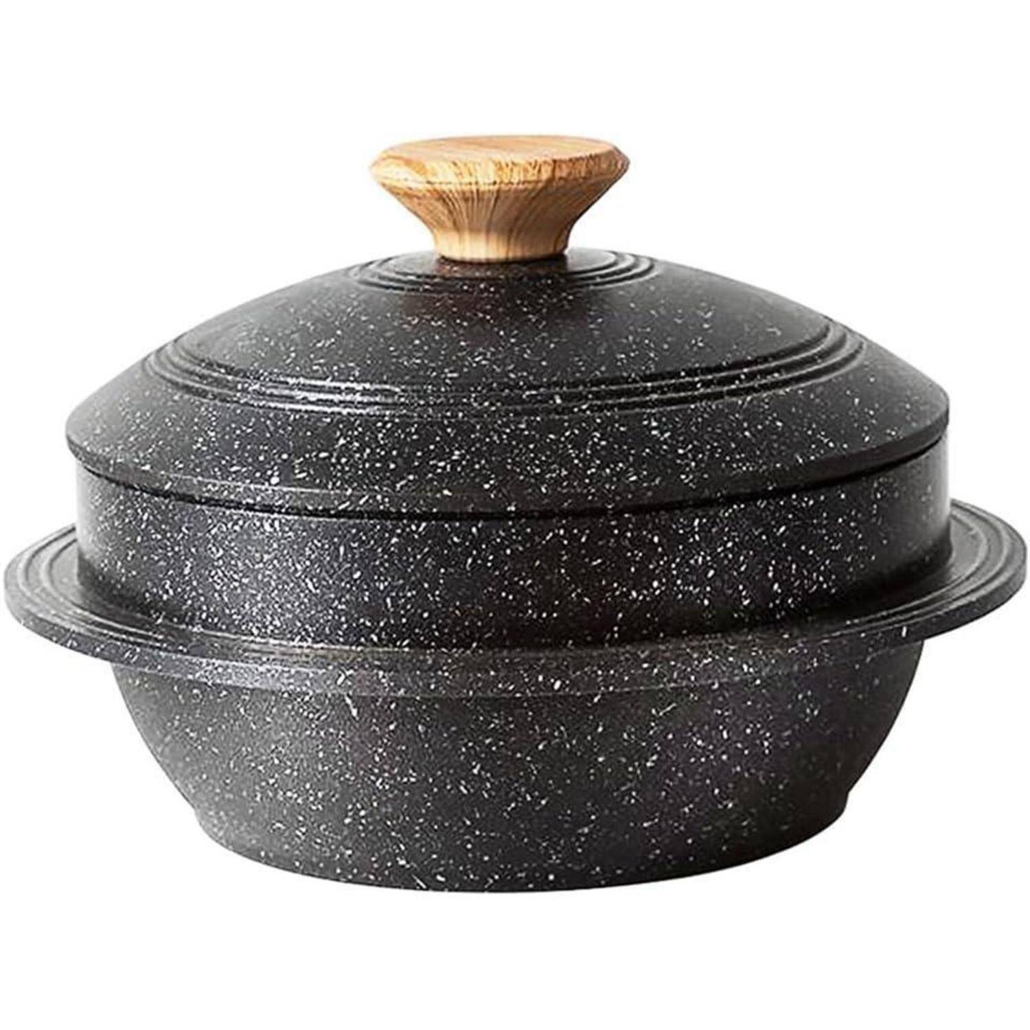 Steinschale Dolsot Bibimbap Deckel Hot Pot Suppe Schwarz 24 cm