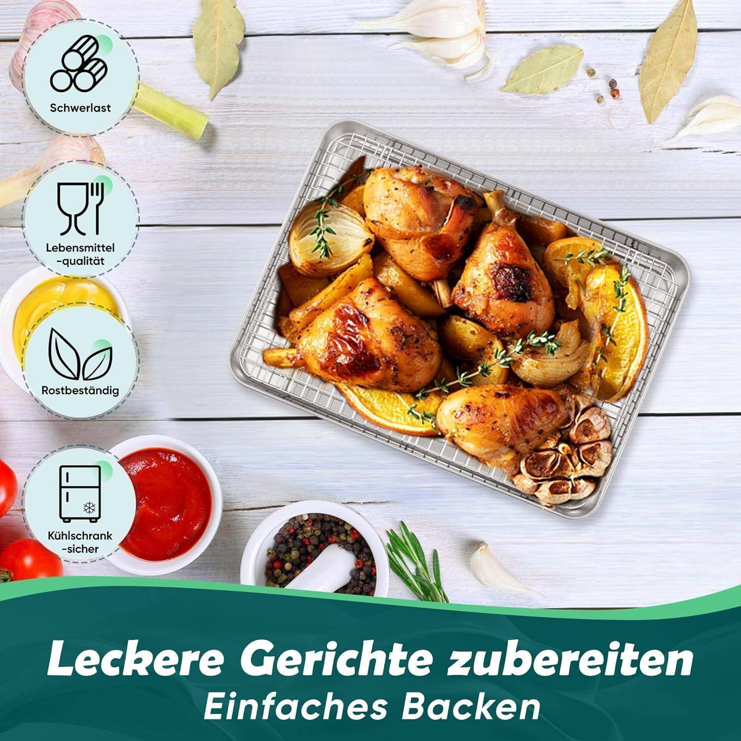 Backblech Kuchenblech Abkühlgitter Ofenblech 23,7 x 17,8 x 2,5cm