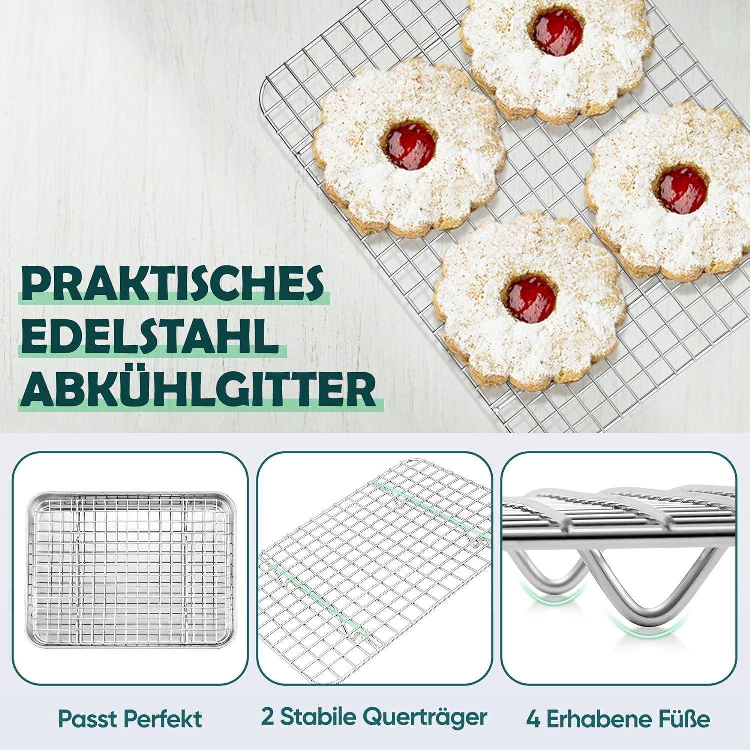 Backblech Kuchenblech Abkühlgitter Ofenblech 23,7 x 17,8 x 2,5cm