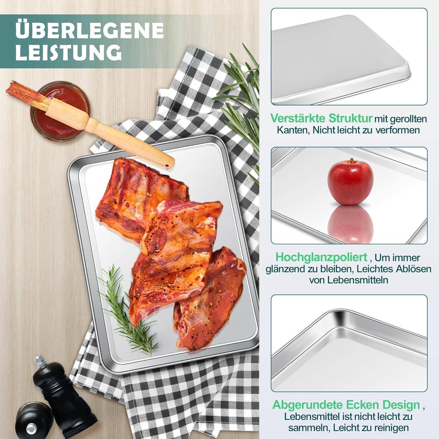 Backblech Kuchenblech Abkühlgitter Ofenblech 23,7 x 17,8 x 2,5cm