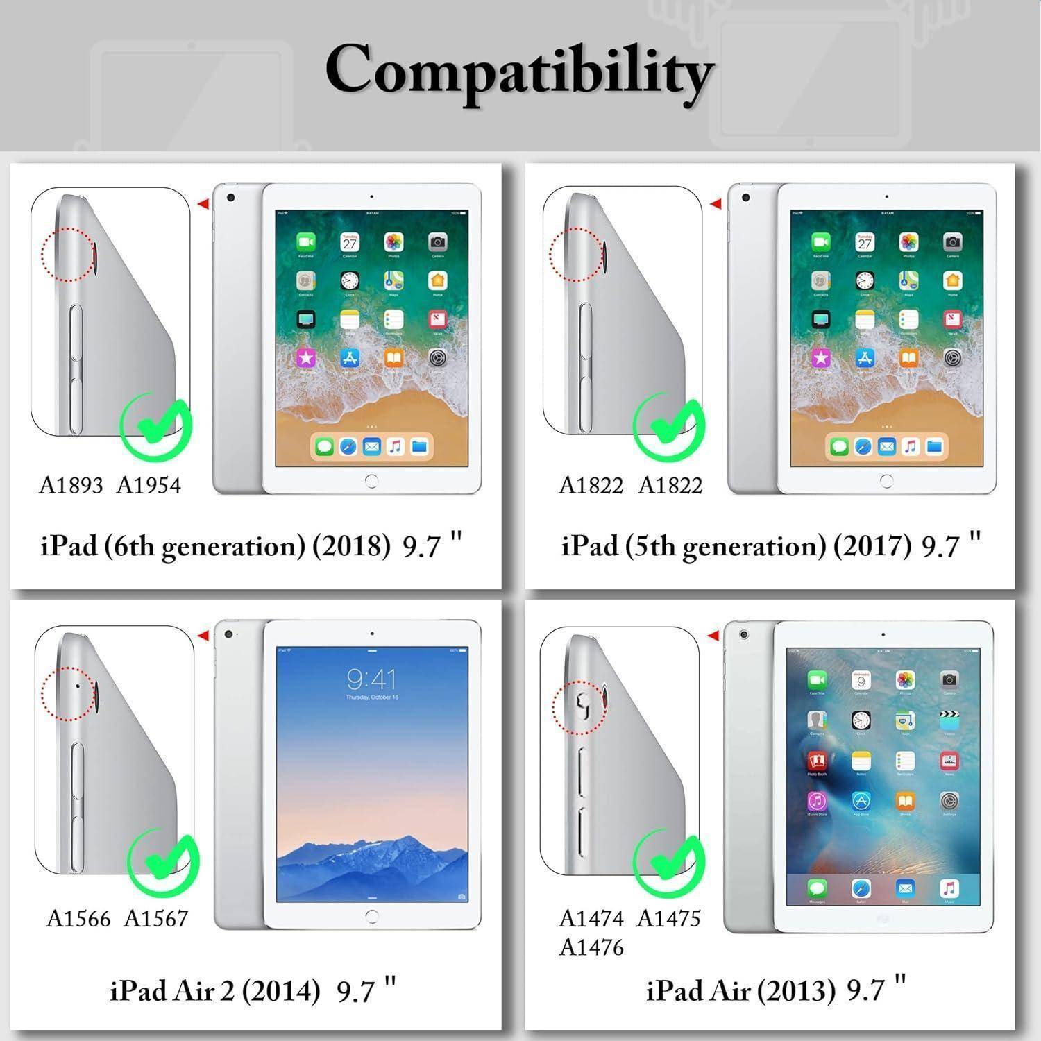 Hülle für iPad 9.7 Zoll 6. Generation 2018/5. Generation 2017 iPad Air