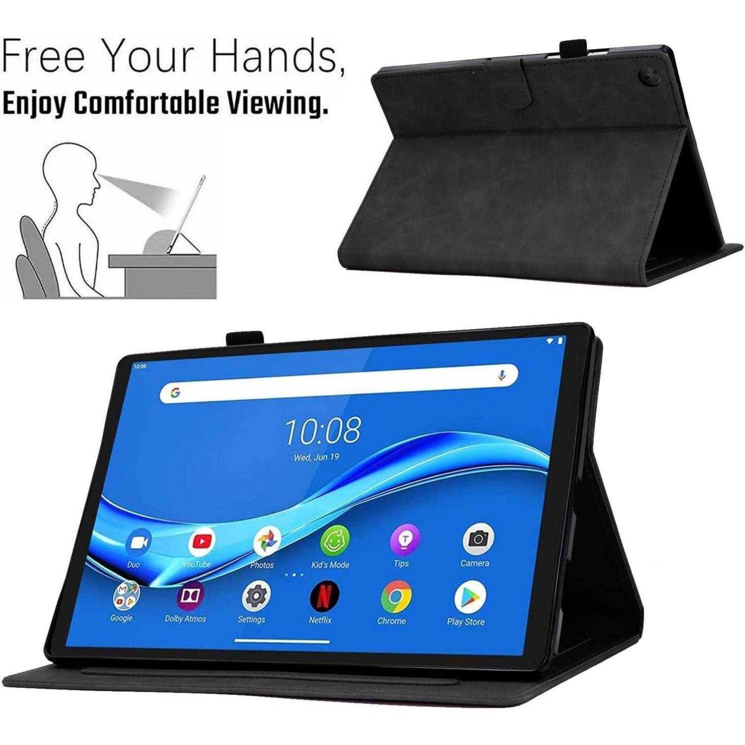 Schutzhülle Tab M10 Plus TBX606F PU Leder Lenovo Tab M10 Plus Schwarz