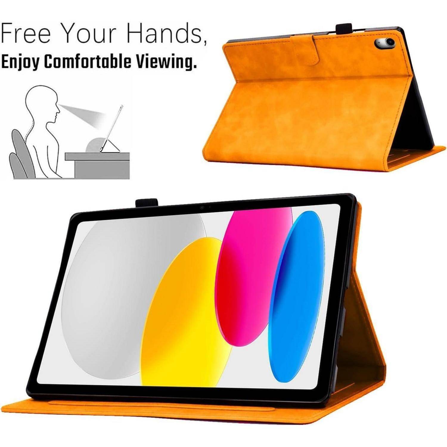 Schutzhülle 10 Generation PU Leder Kompatibel iPad 10.9 2022 Orange