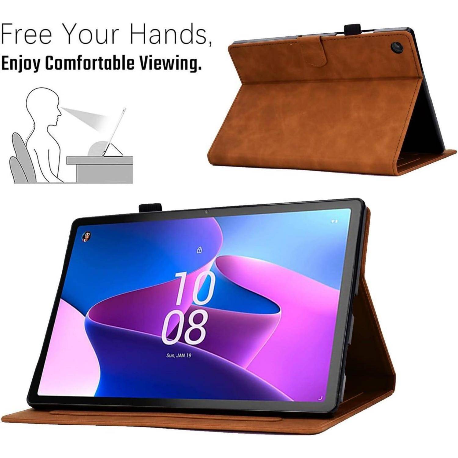 Hülle Tab M10 3rd Gen TB328FU PU Leder Lenovo Tab M10 3rd Gen Braun