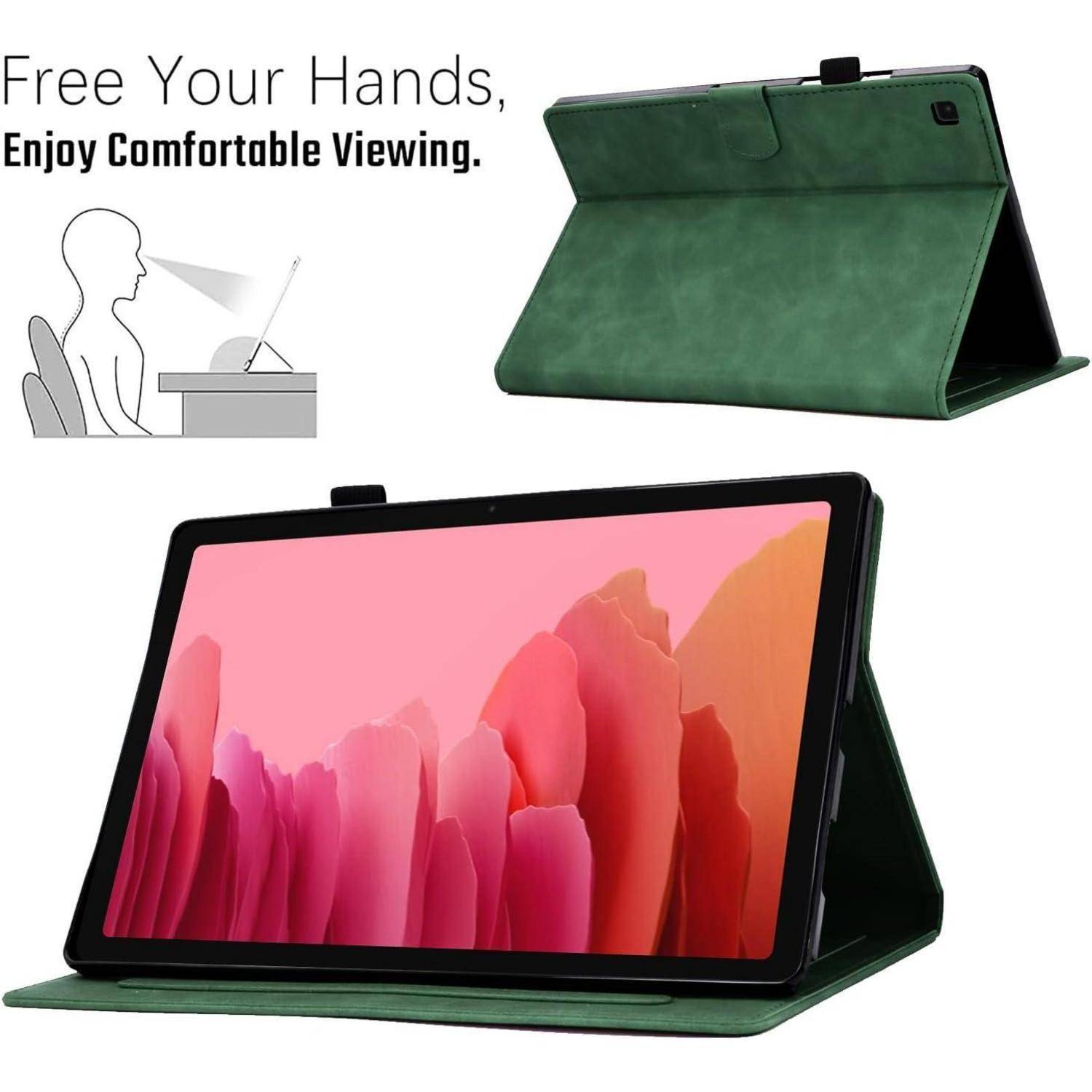 Hülle Tab A7 T500 T505 T507 PU Leder Samsung Galaxy Tab A7 Grün