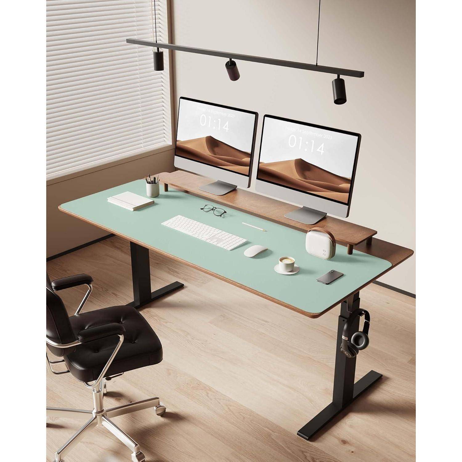 Schreibtischunterlage Leder Mauspad XXL Mintgrün 120 x 43 cm