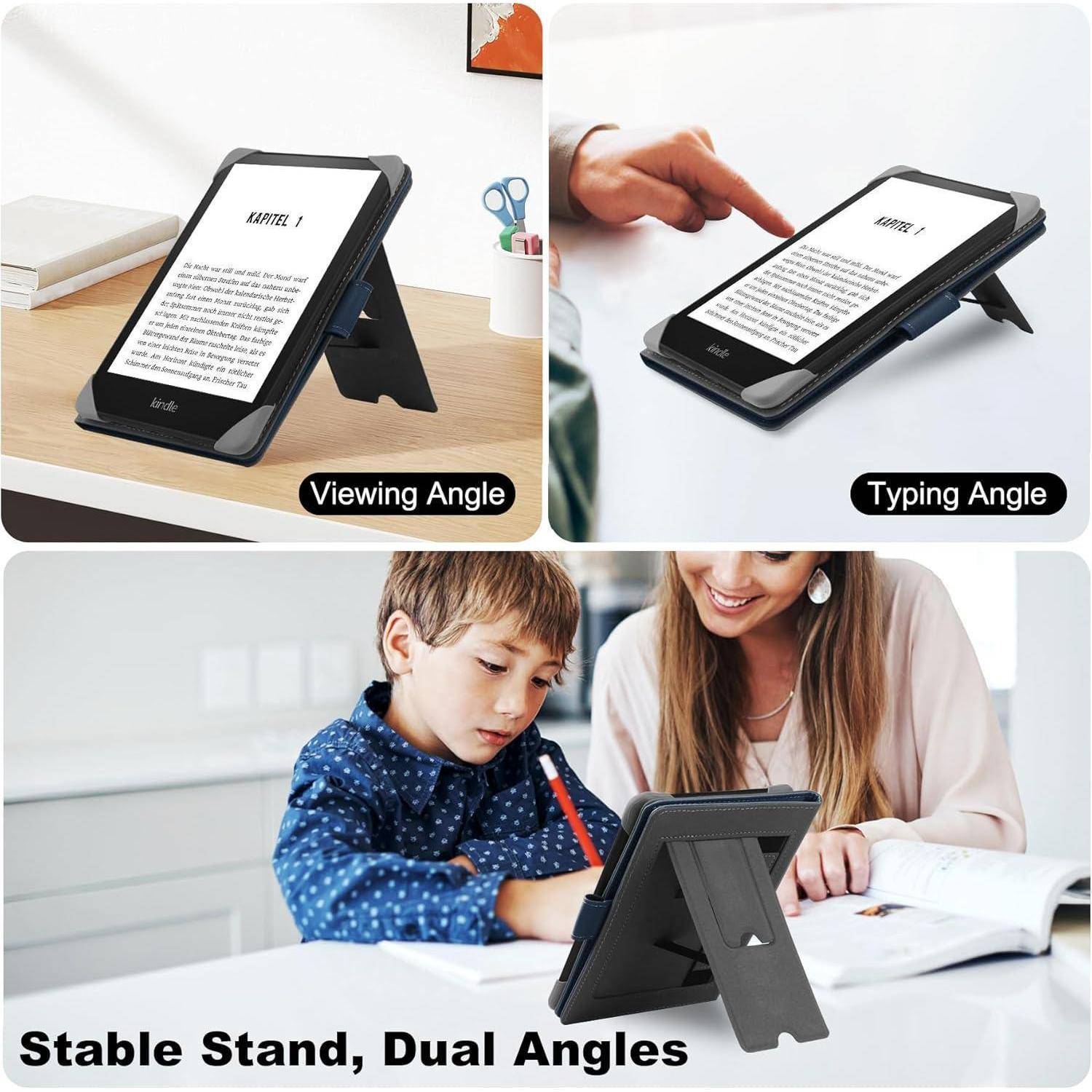 Hülle Universal Kompatibel eBook eReader Leder Stand blau