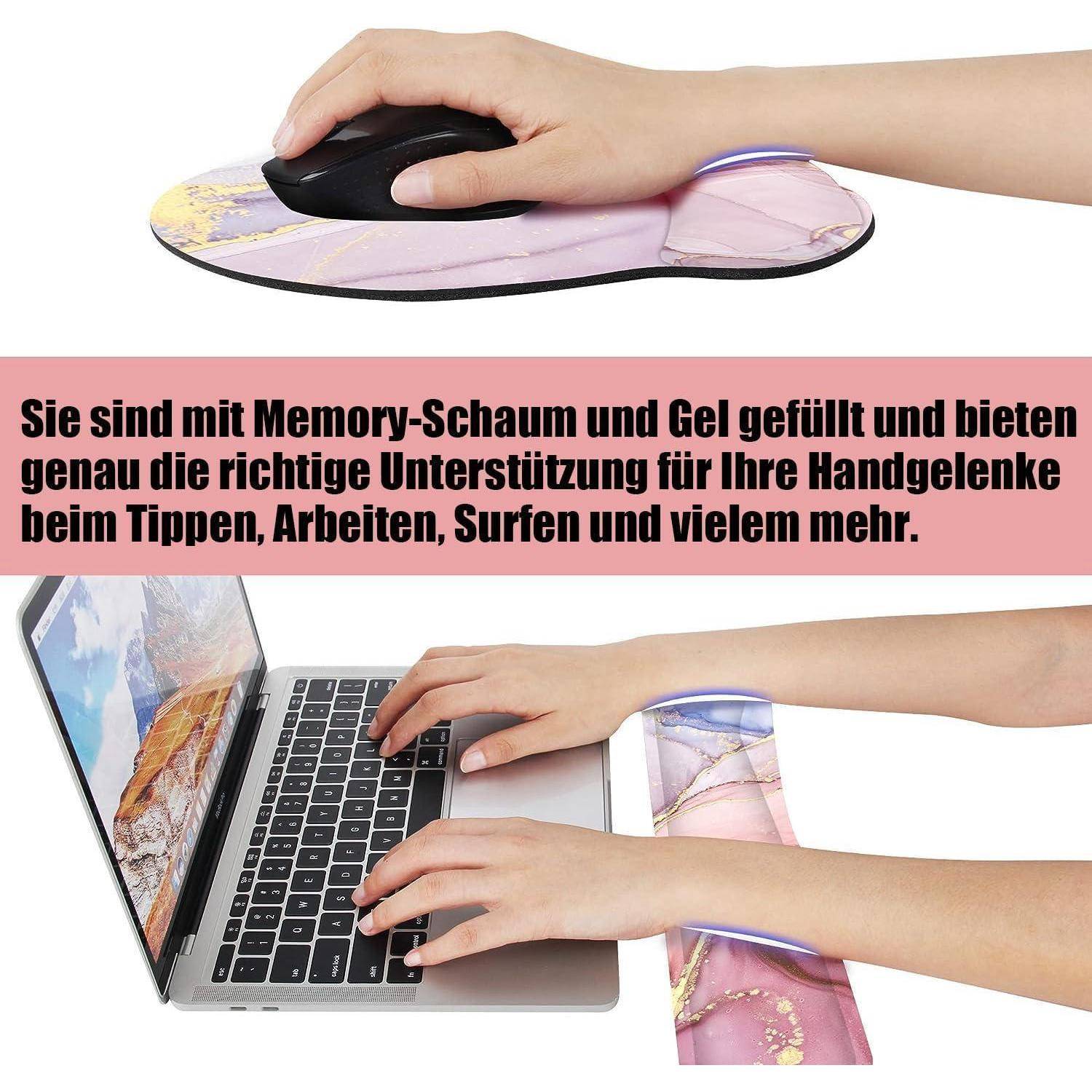 Mauspad 3in1 Handgelenkauflage Gelkissen Tastatur Gaming Rosa