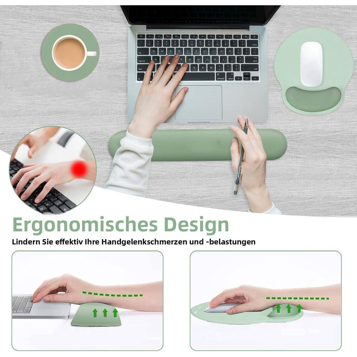 Mauspad 3in1 Handauflage Gelkissen Tastaturuntersetzer Antik Grün