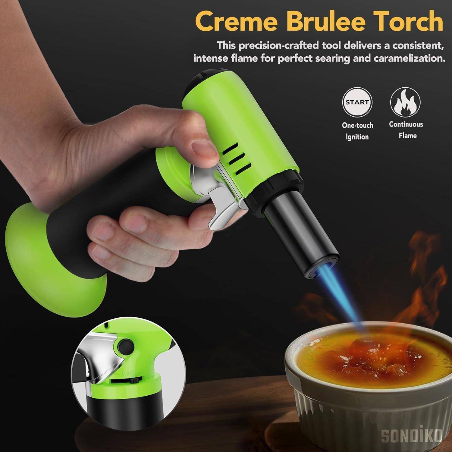 Butanbrenner S907 Brennstoffanzeige einstellbar Flamme Grün & Schwarz