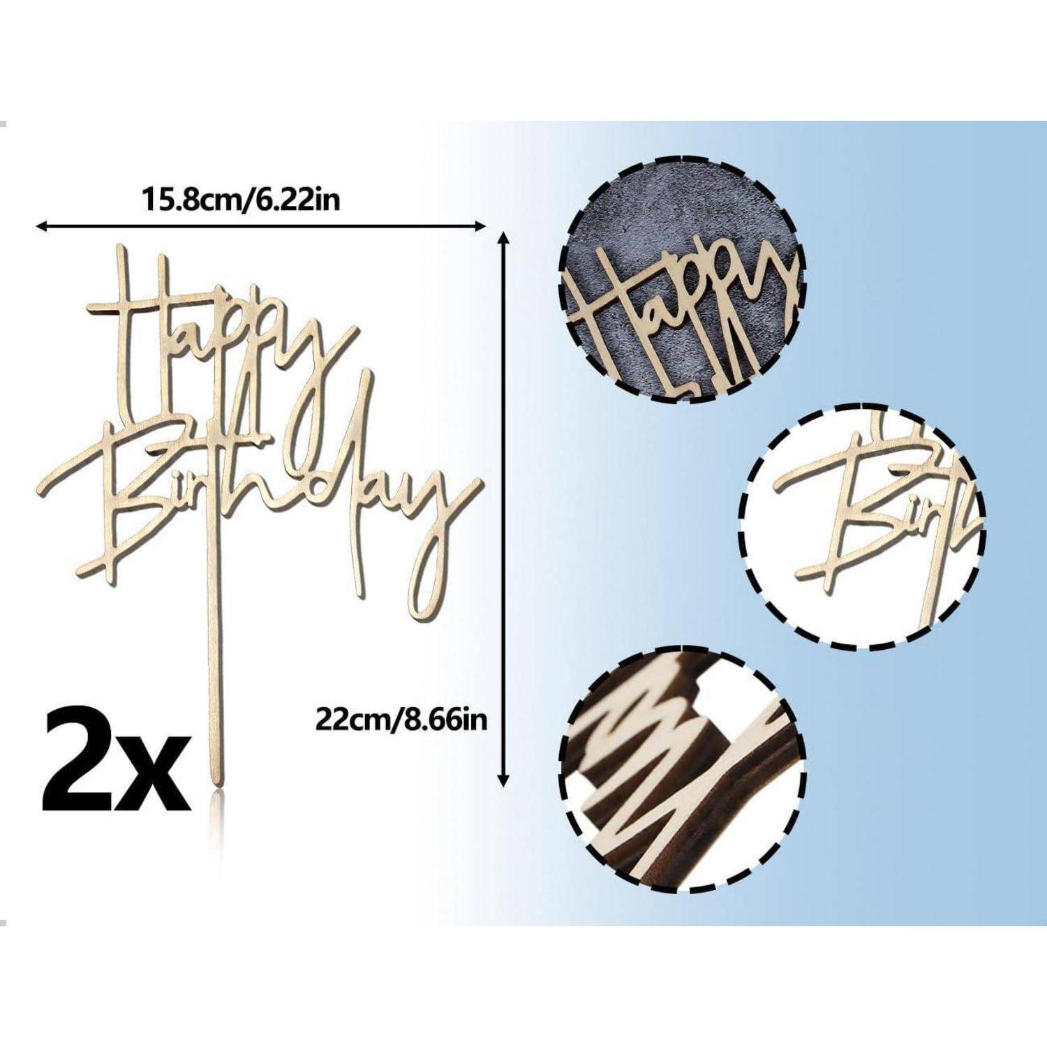 Tortendeko Cake Topper Happy Birthday Acryl Cupcake Holzfarbe Satz 3 2