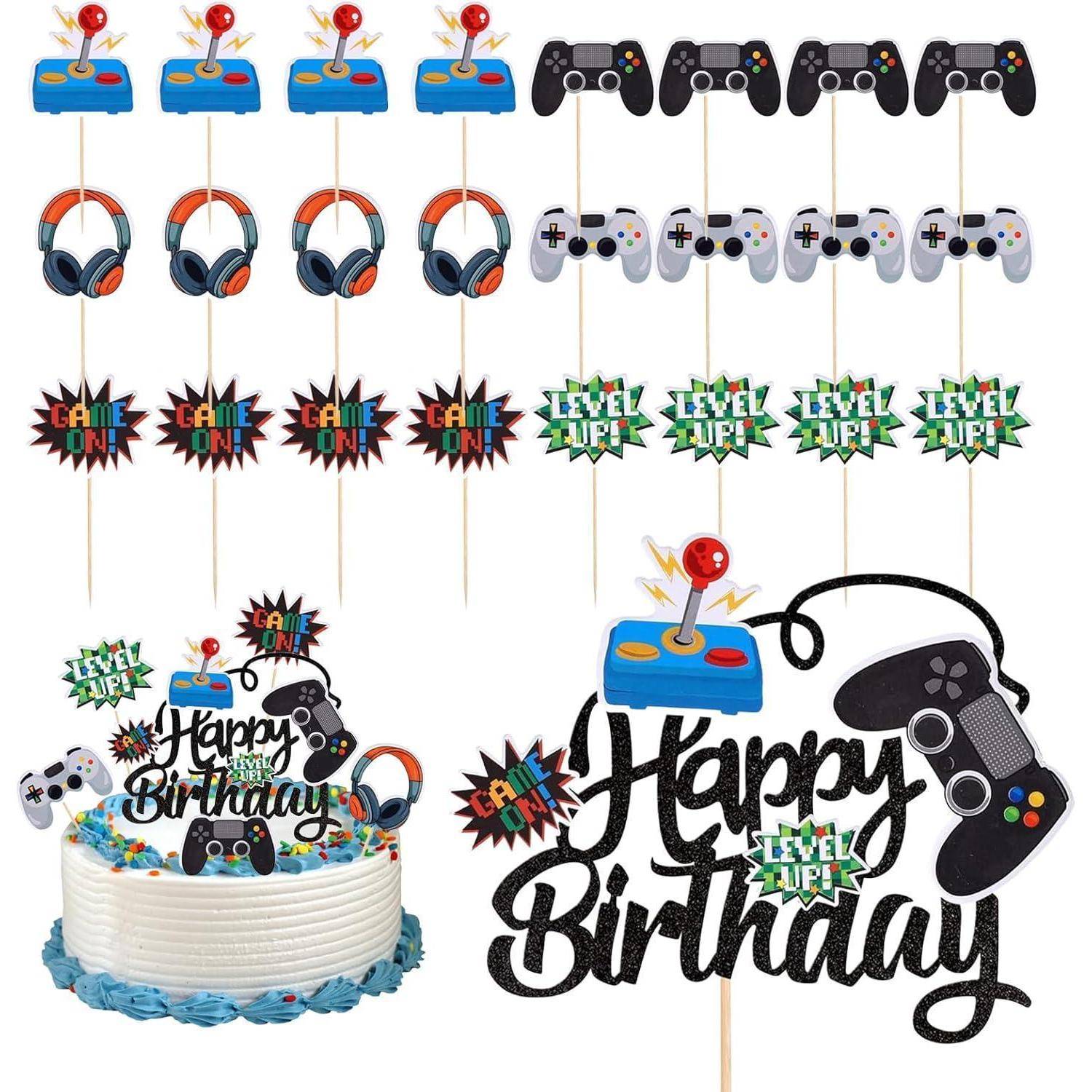 Tortendeko 25 Stück Gaming Cupcake Spielkonsolen Geburtstag Videospiel