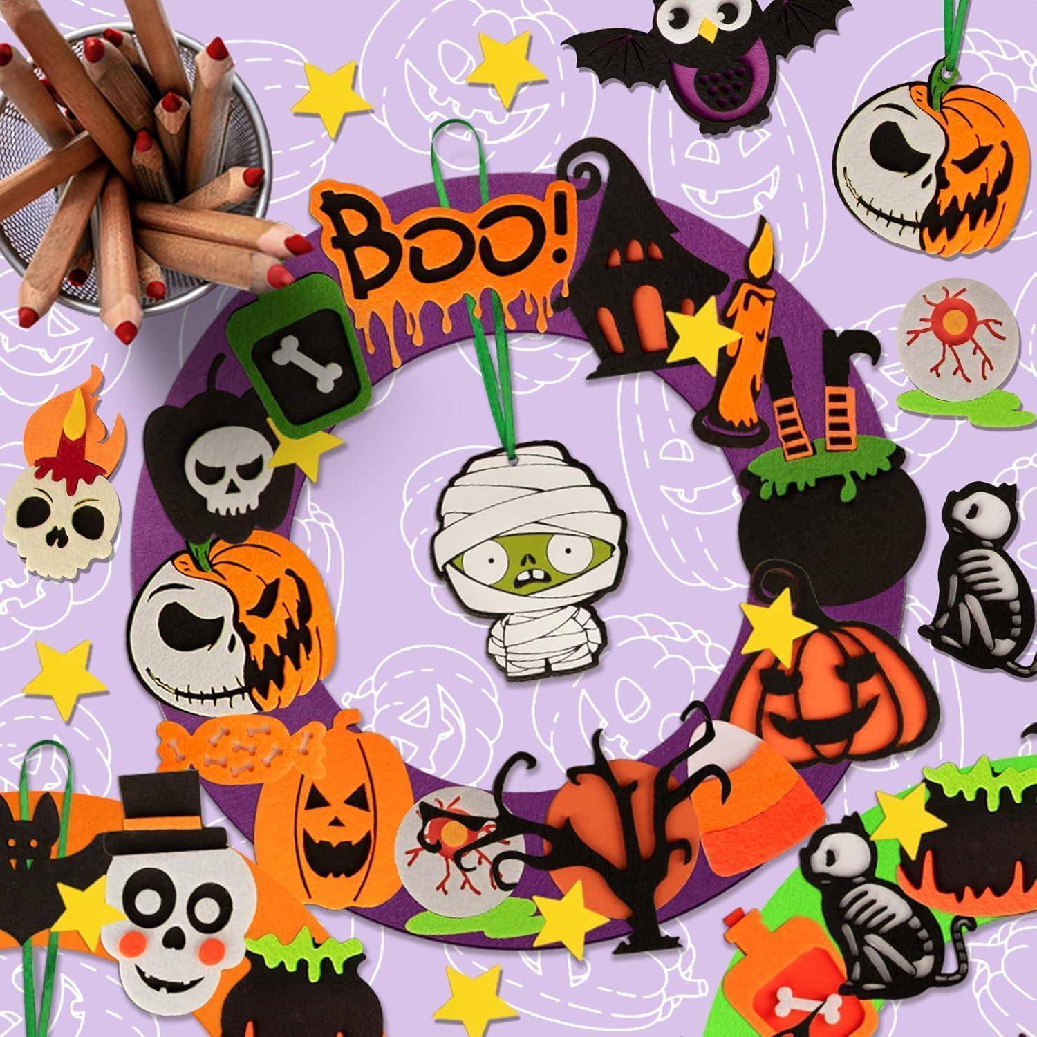 Halloween-Bastelmaterialien, einschließlich eines 