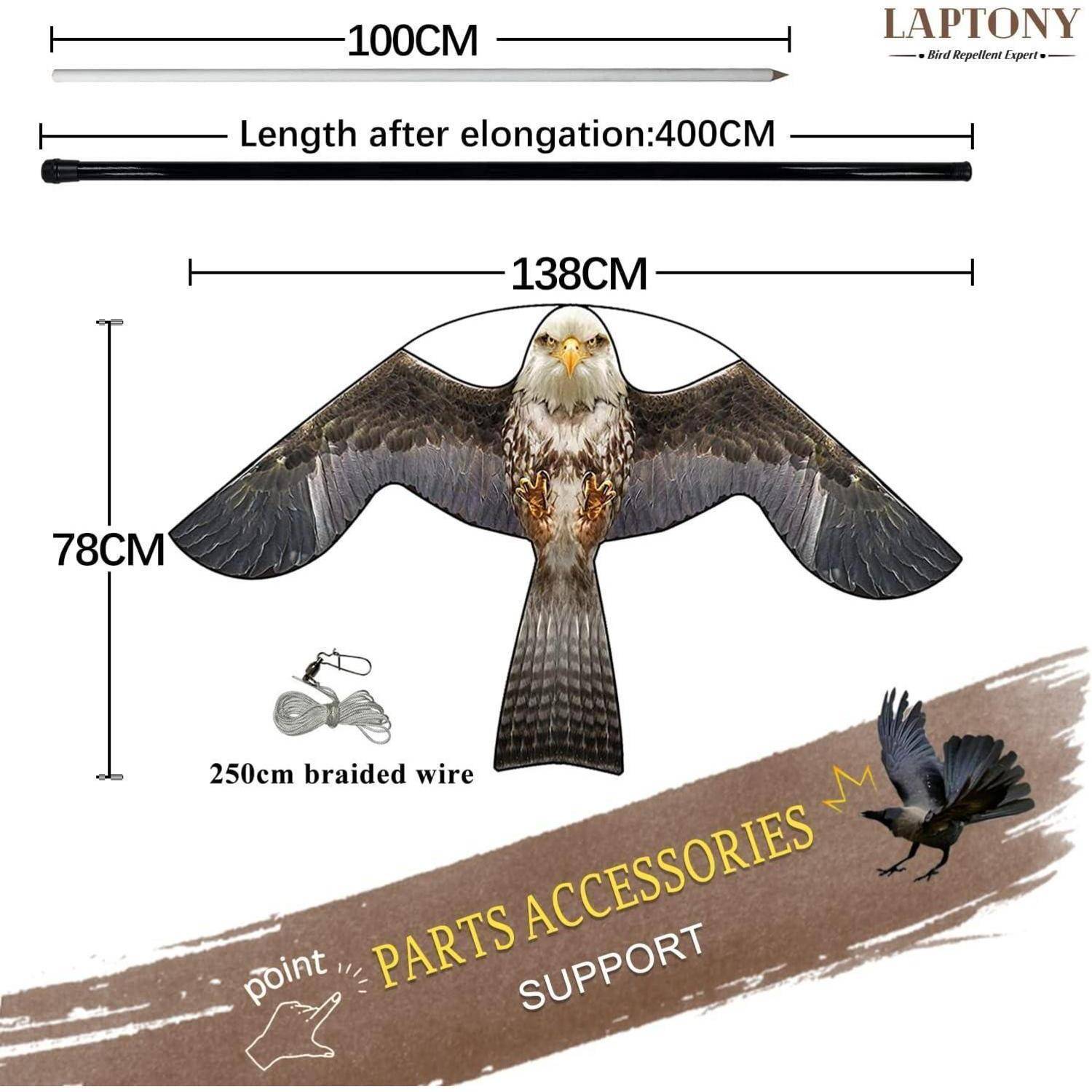 Flugdrachen Vogelschreck Bauernhof Garten 6.0 Meter Rot-6M Stange