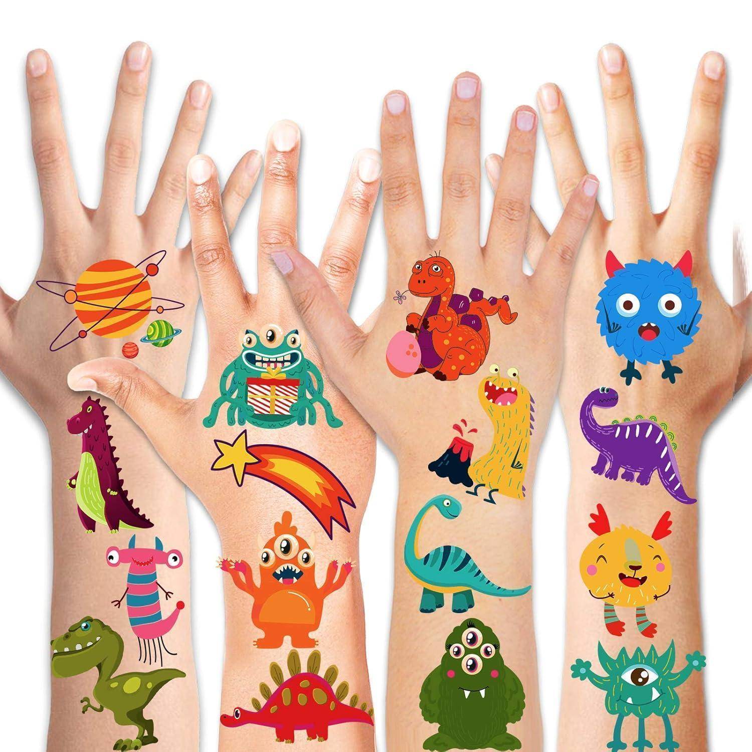 Temporäre Tattoos 96 Monster Weltraum Dinosaurier Kinder mehrfarbig