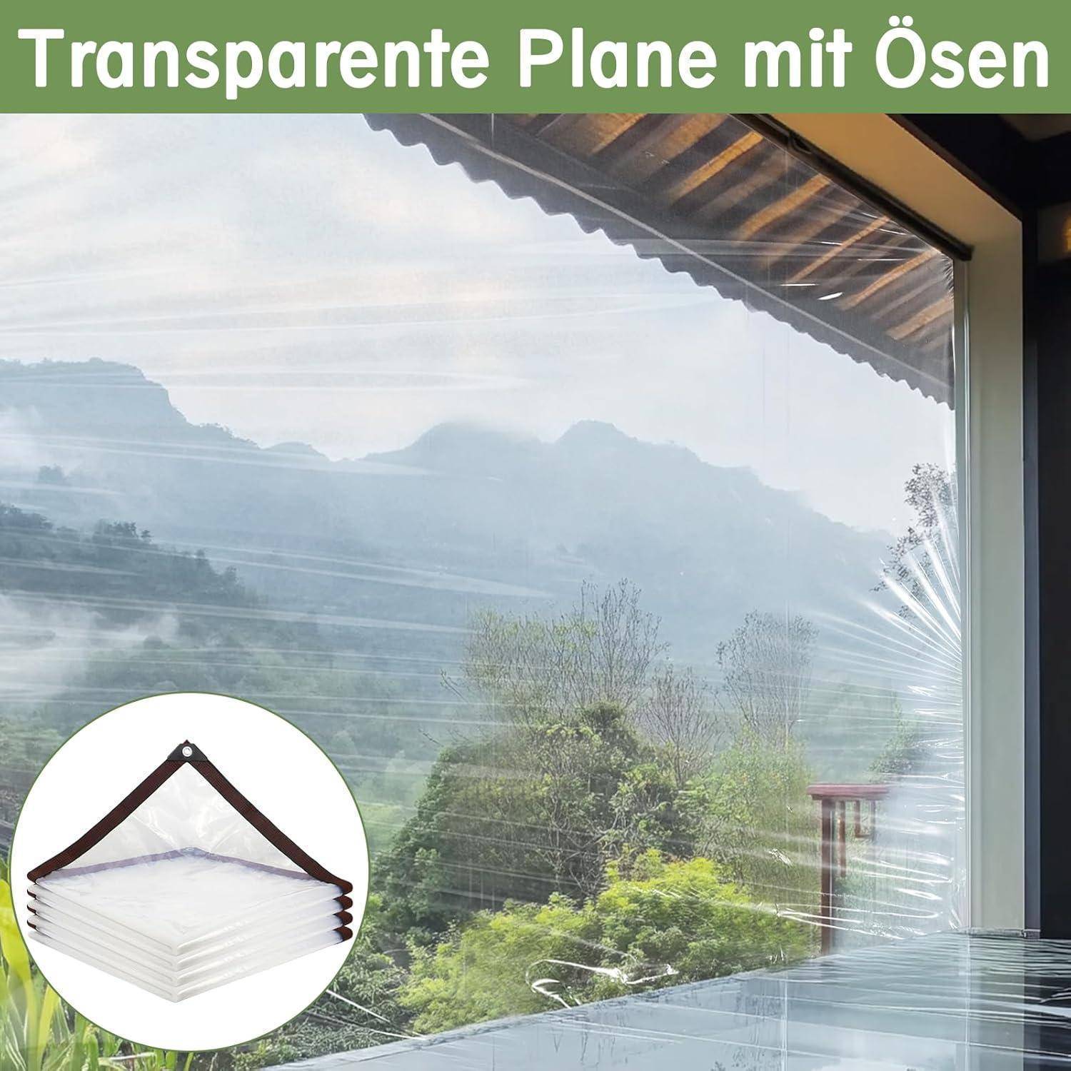 Transparente Plane mit Ösen Wasserdicht 3x4m - PE-Transparente