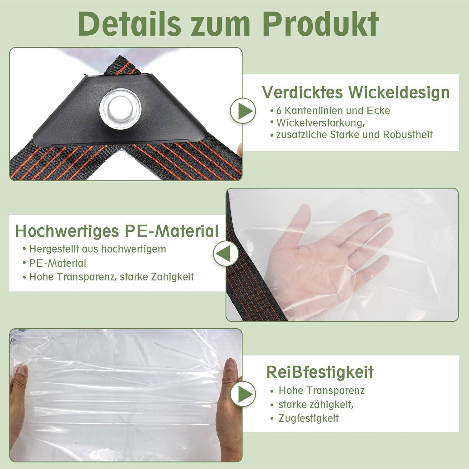Transparente Plane mit Ösen Wasserdicht 3x4m - PE-Transparente