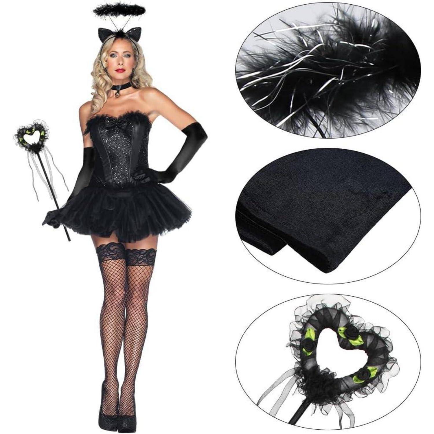 Handschuhe Damen Satin Lang Kostüm 1920er Party Karneval Schwarz