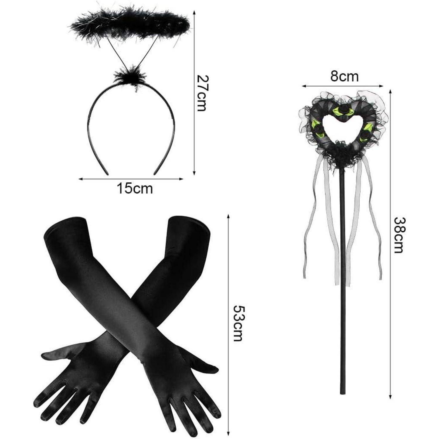 Handschuhe Damen Satin Lang Kostüm 1920er Party Karneval Schwarz