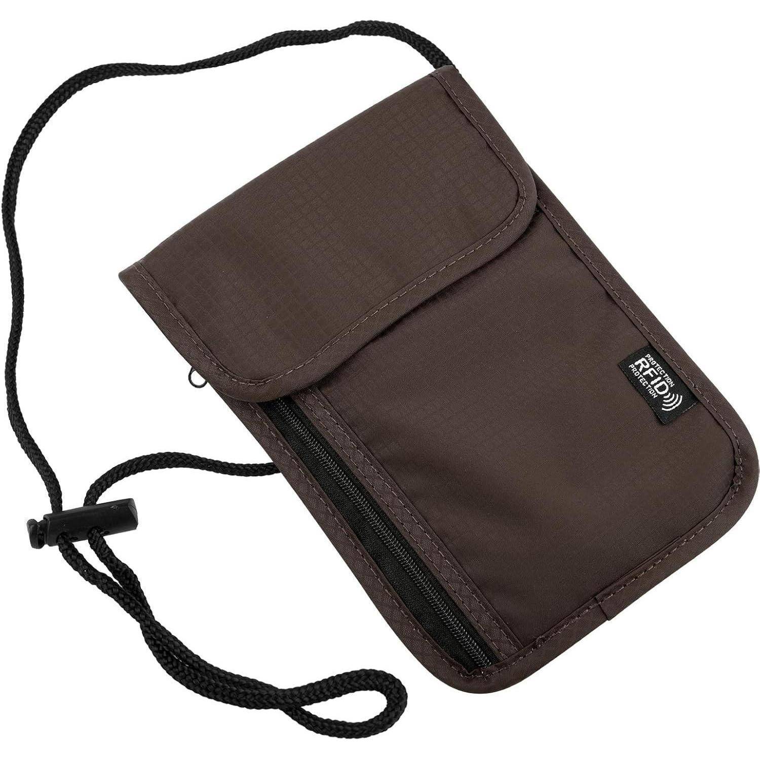 Brustbeutel RFID Antidiebstahl Wasserdicht Schwarz Handy Braun