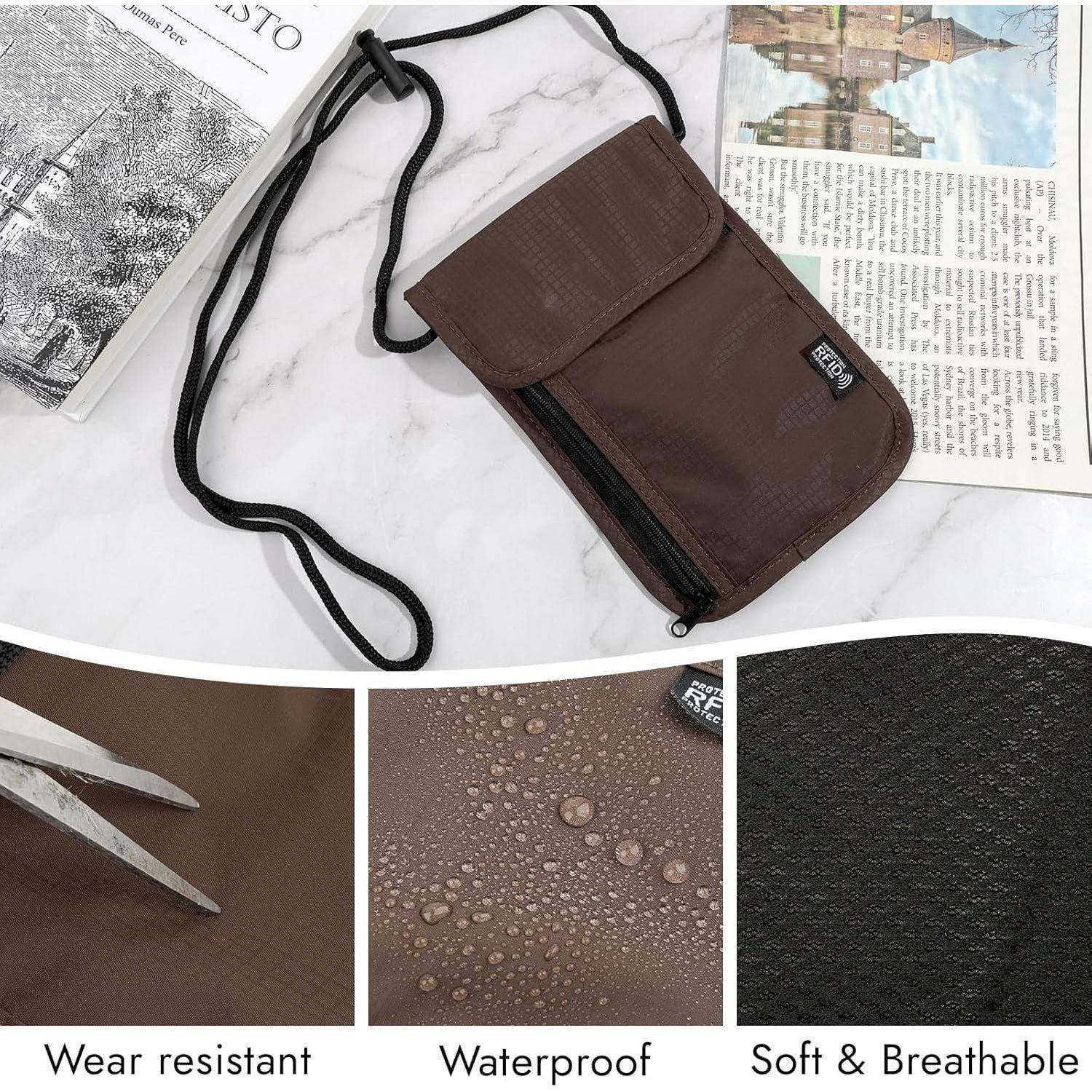 Brustbeutel RFID Antidiebstahl Wasserdicht Schwarz Handy Braun