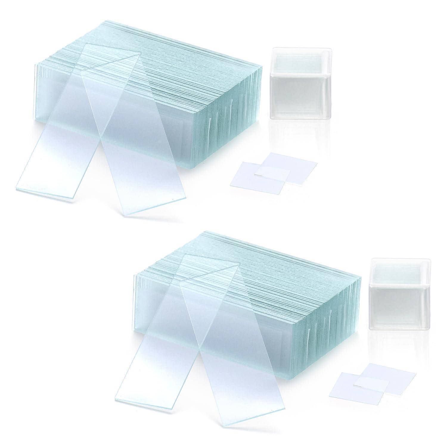 Objektträger 100 76x25 Deckgläser 200 18x18 Mattkanten 2 set