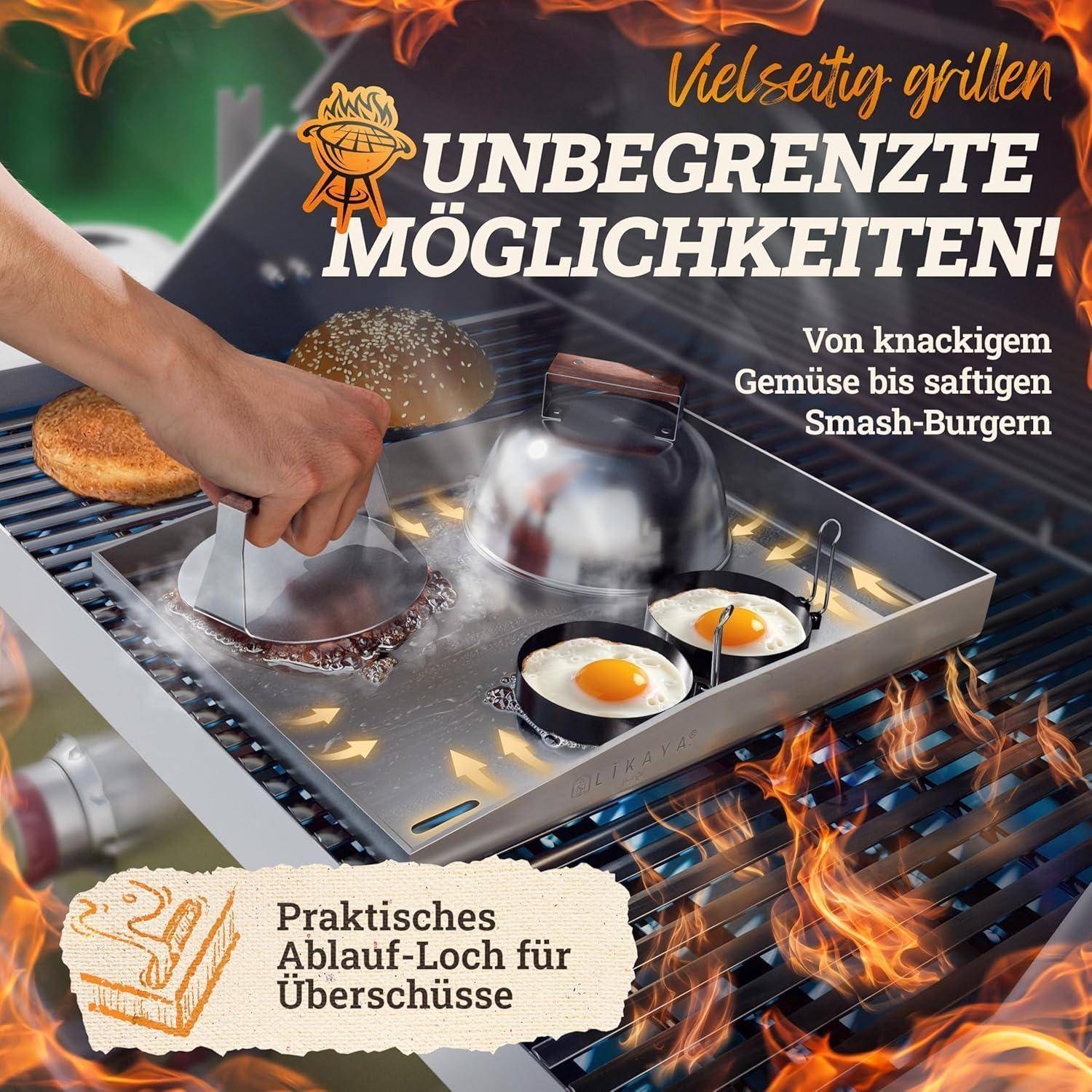 Plancha Bundel: Plancha-set &amp; Burger Smasher-set 40x40cm