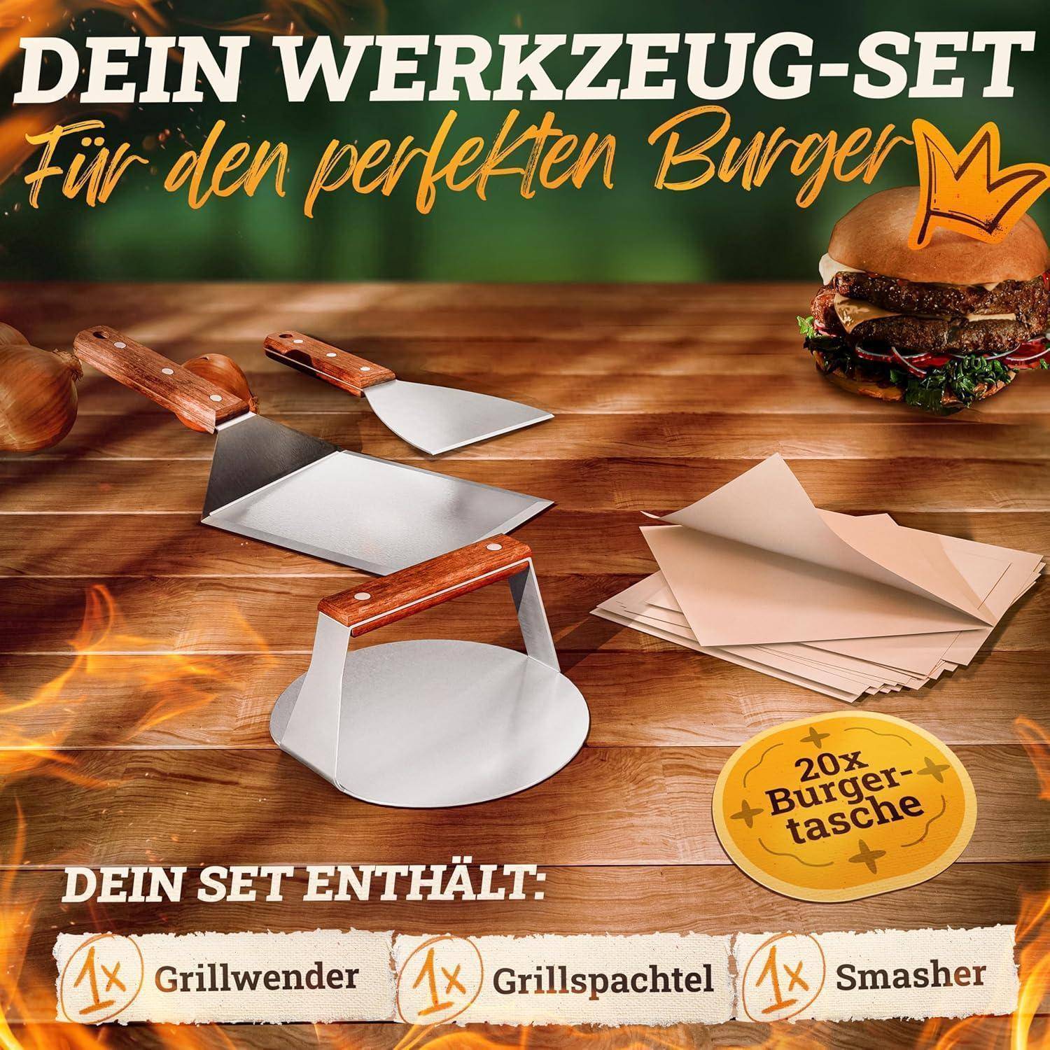 Plancha Bundel: Plancha-set &amp; Burger Smasher-set 40x40cm