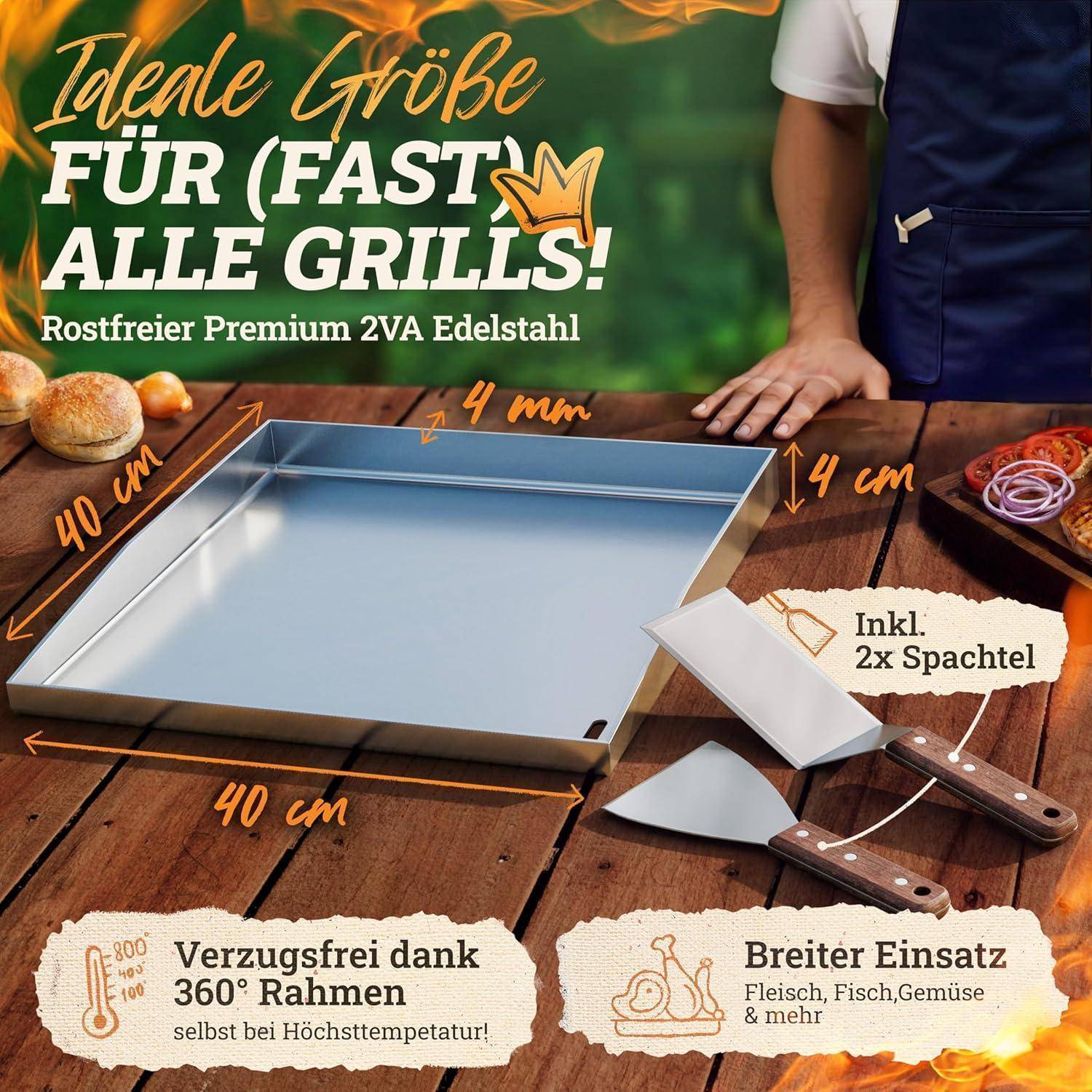 Plancha Bundel: Plancha-set &amp; Burger Smasher-set 40x40cm