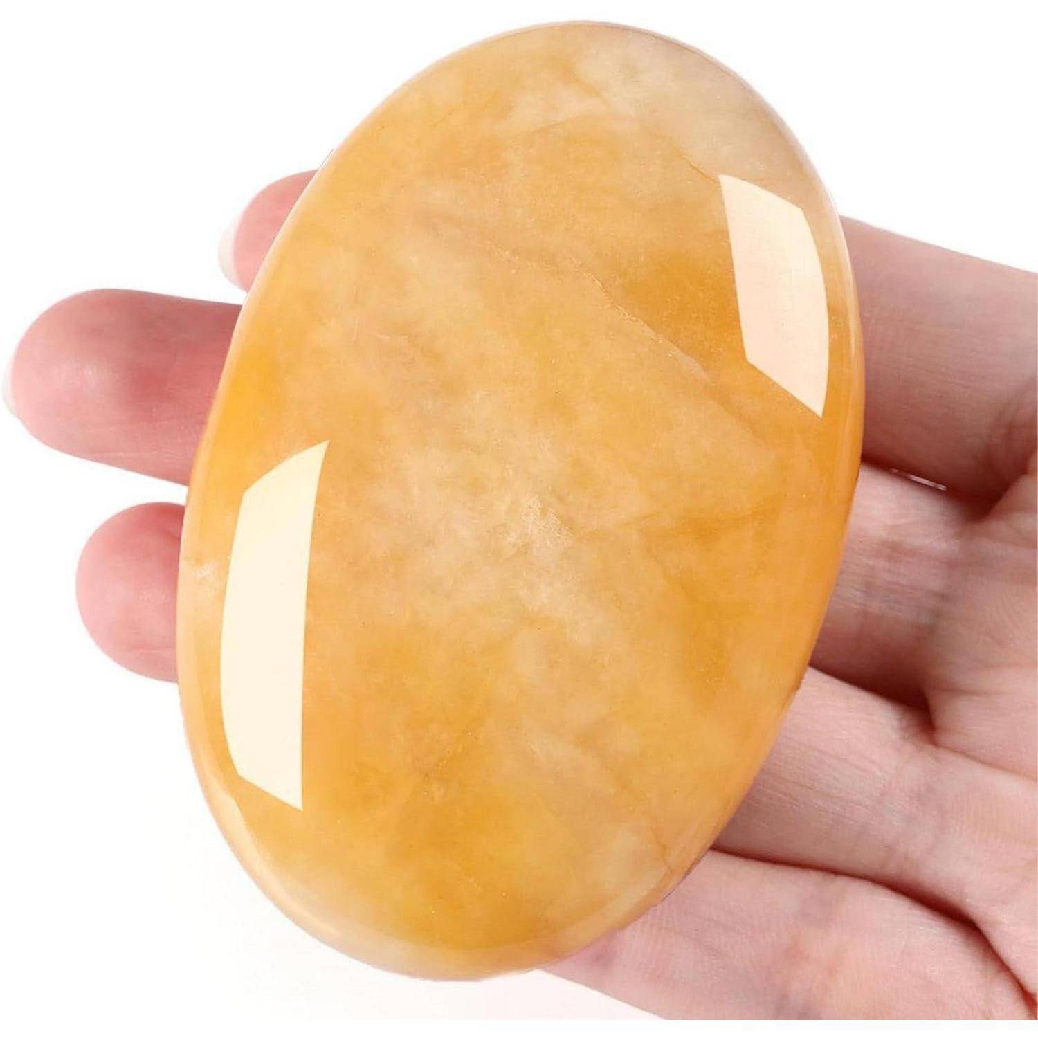 Jade Gelb Oval Edelstein Handschmeichler Poliert Reiki G-topas