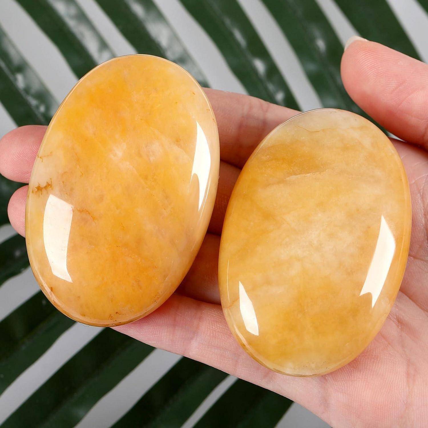 Jade Gelb Oval Edelstein Handschmeichler Poliert Reiki G-topas