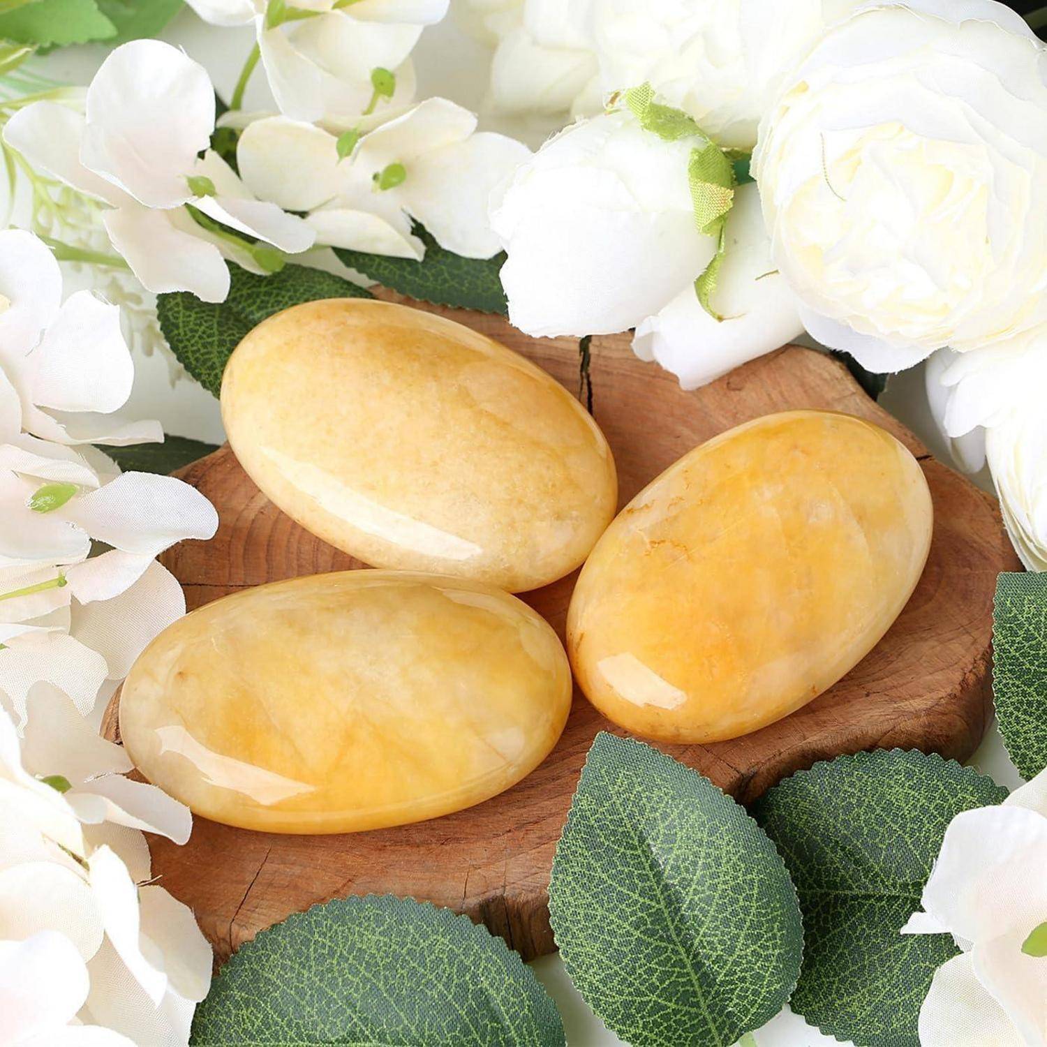 Jade Gelb Oval Edelstein Handschmeichler Poliert Reiki G-topas