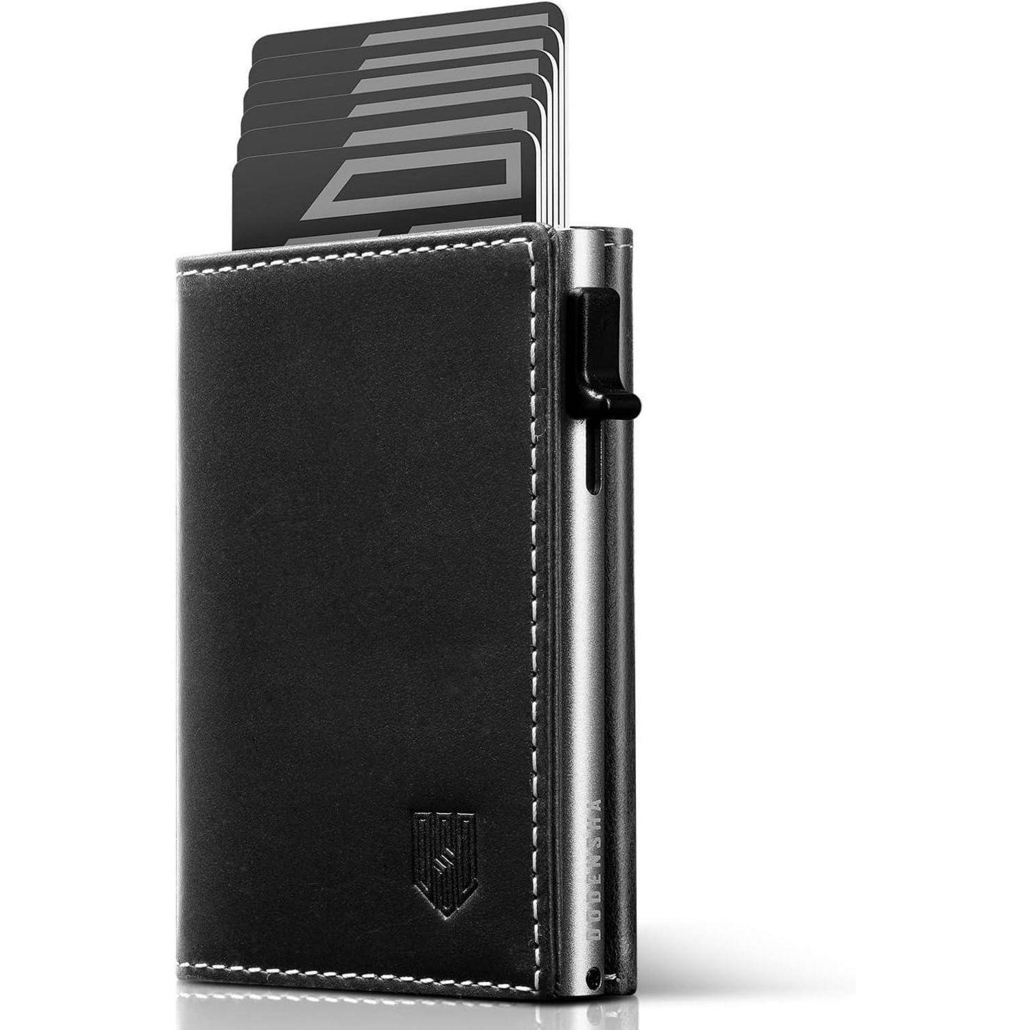 Geldbörse Herren RFID Münzfach 10 Karten Magnetverschluss Grau Silber