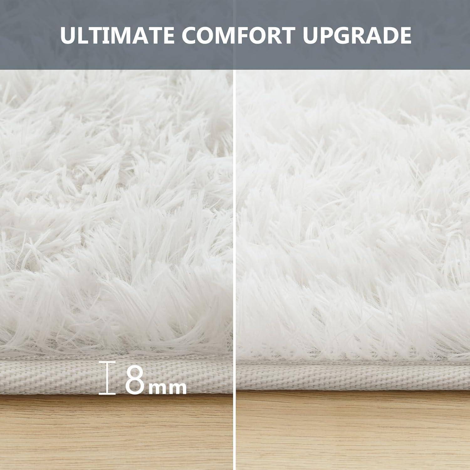 Hochflor Teppich Weiß 200x290 cm Langflor Schlafzimmer Shaggy Carpet