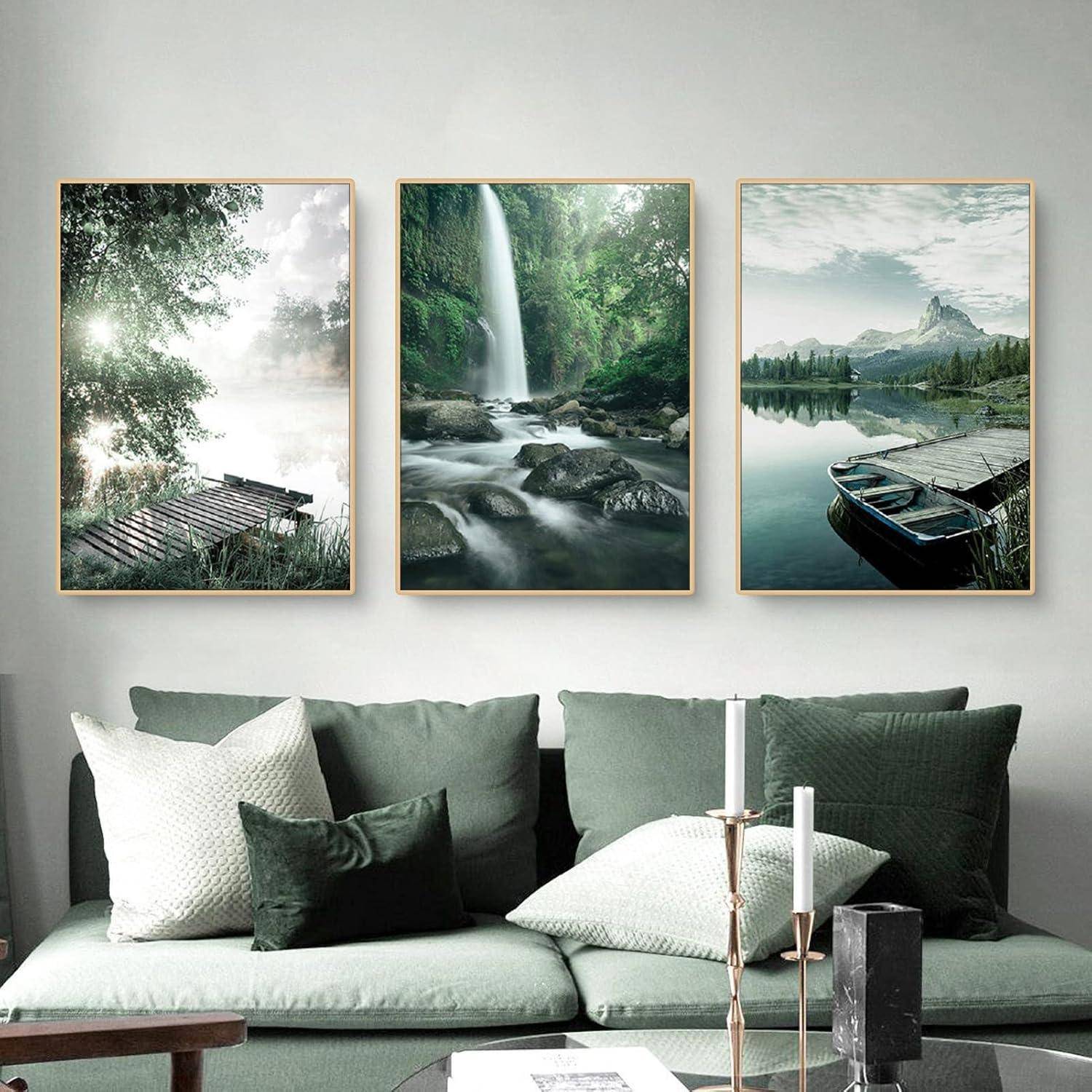 Poster 3teilig Aesthetic See Wald Blume Wanddeko C 21x30cm
