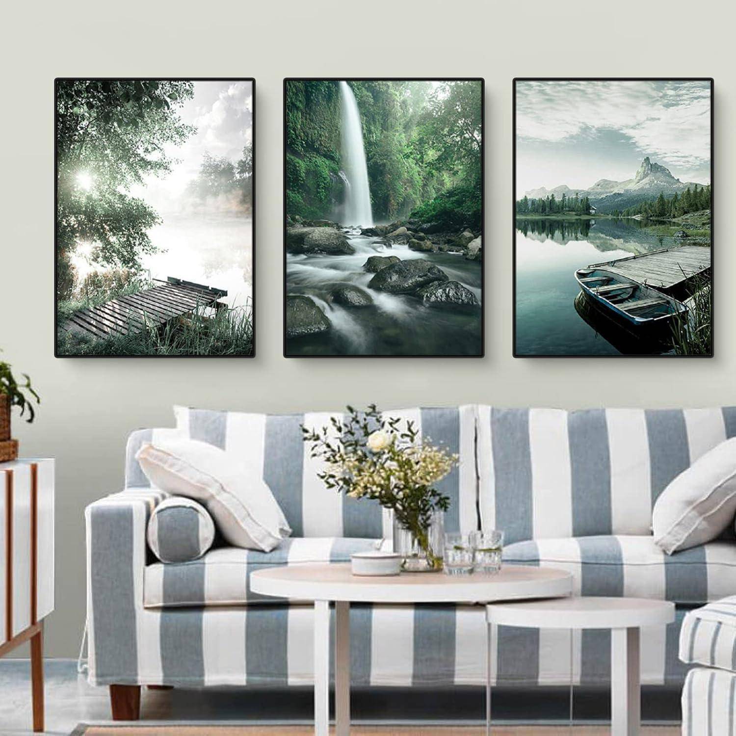 Poster 3teilig Aesthetic See Wald Blume Wanddeko C 21x30cm