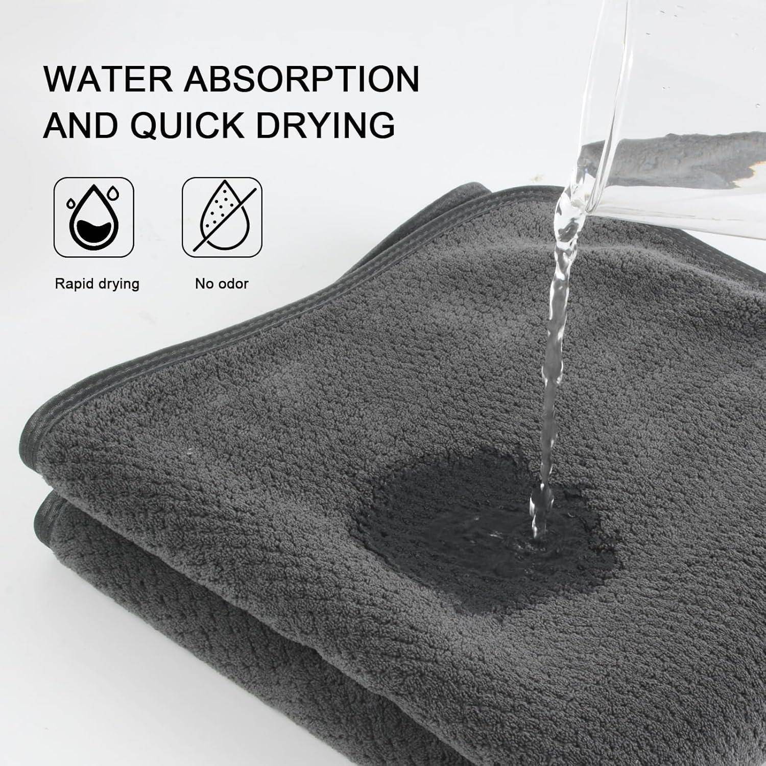 4er Pack Mikrofaser Handtuch Set Schwarz Saugstark 40x76cm