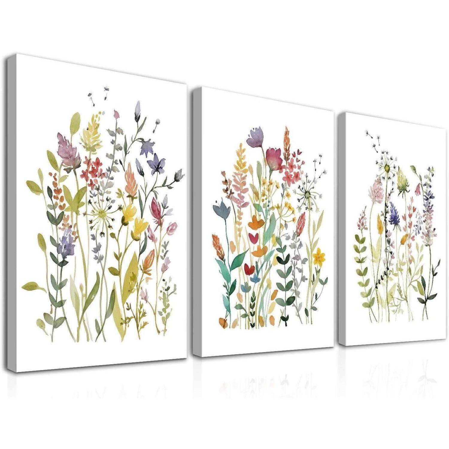 Wandkunst 3 Stück 12x16 Zoll Schlafzimmer Aquarell Blume Gerahmt