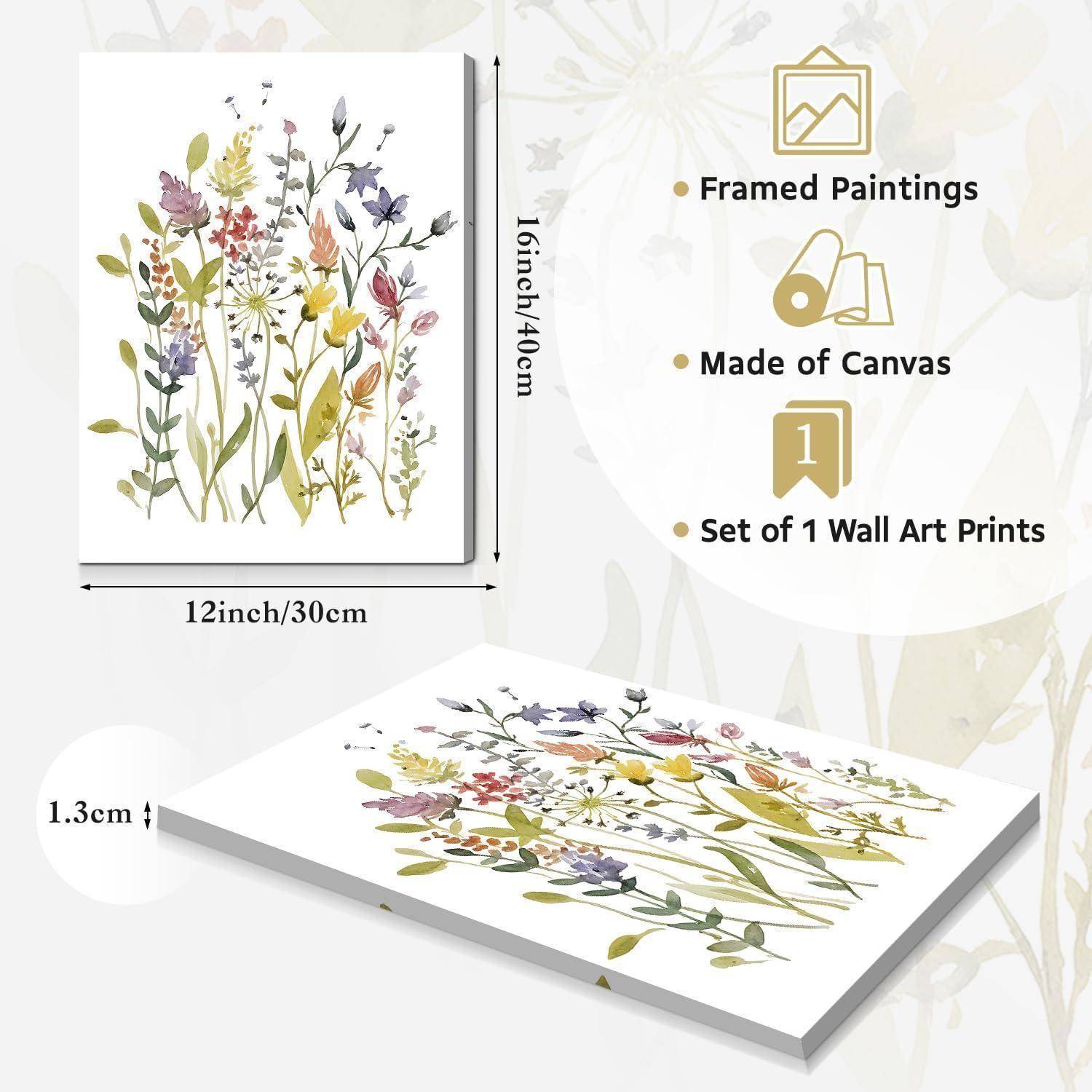 Wandkunst 3 Stück 12x16 Zoll Schlafzimmer Aquarell Blume Gerahmt