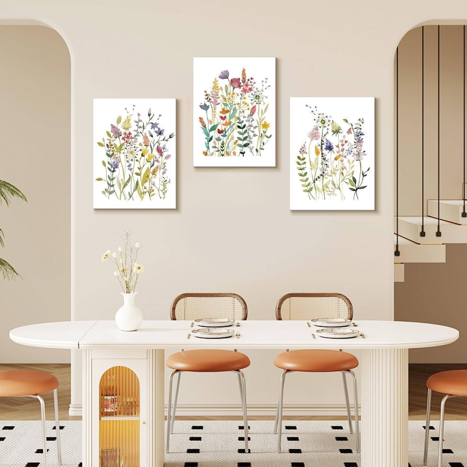 Wandkunst 3 Stück 12x16 Zoll Schlafzimmer Aquarell Blume Gerahmt