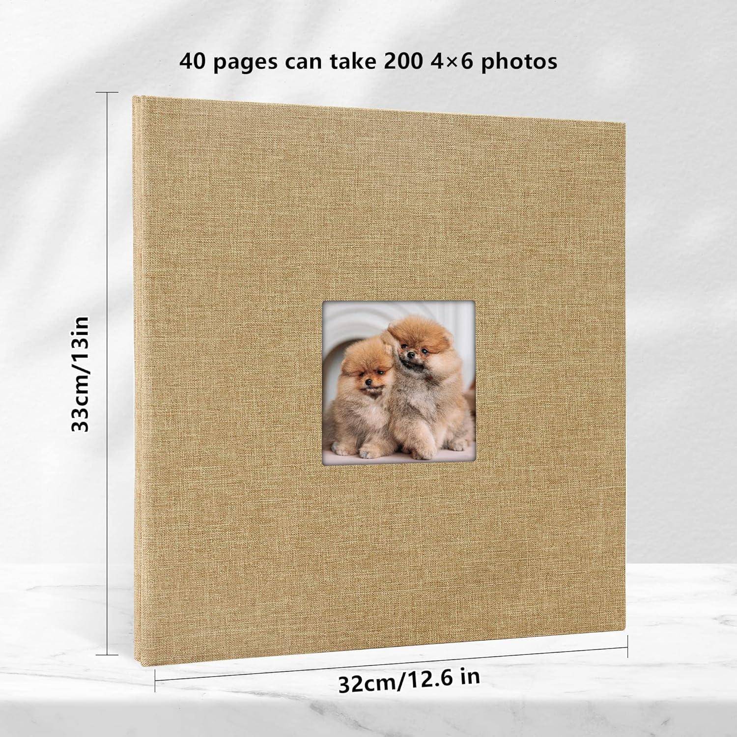 Fotoalbum selbstklebend 10x15 Leinen Einkleben 33x32cm 40 Seiten Khaki